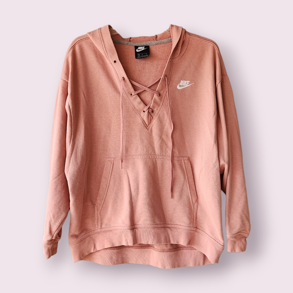 Nike Women's Blush Pink Lace-Up Hoodie